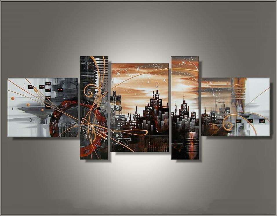 Tableau peinture City Gris taupe design