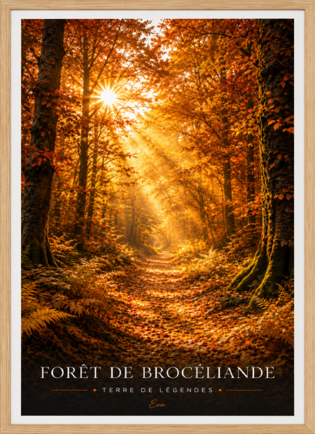Affiche d'art de Bretagne –Forêt de Brocéliande en Automne| Tirage d'art signé