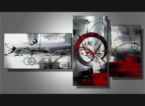 Tableau Triptyque design rouge gris Luna 