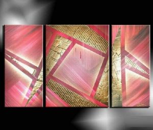 Tableau triptyque rose doré