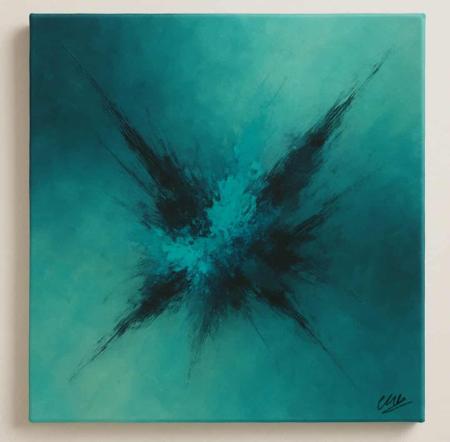 Tableau peinture abstraite Océan Turquoise 