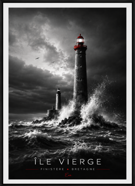 Affiche d'art de Bretagne – Phare de l'Ile Vierge| Tirage d'art signé