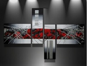 Tableau contemporain rouge métal