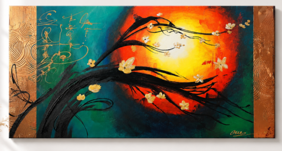 Tableaux design japon coloré cerisier  Eva Jekins