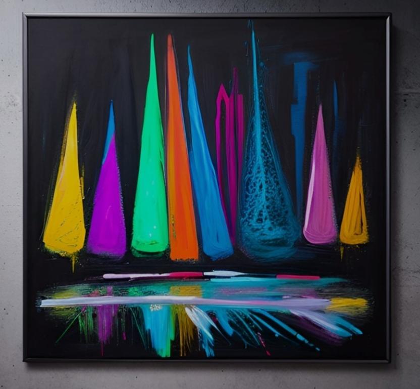 Tableau peinture bateaux colorés Eva Jekins 