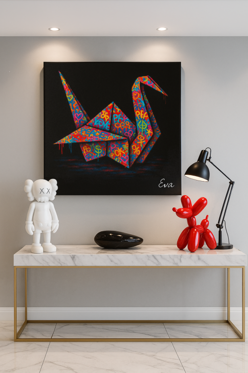 Peinture Grue Origamy Graffiti — Édition Limitée 