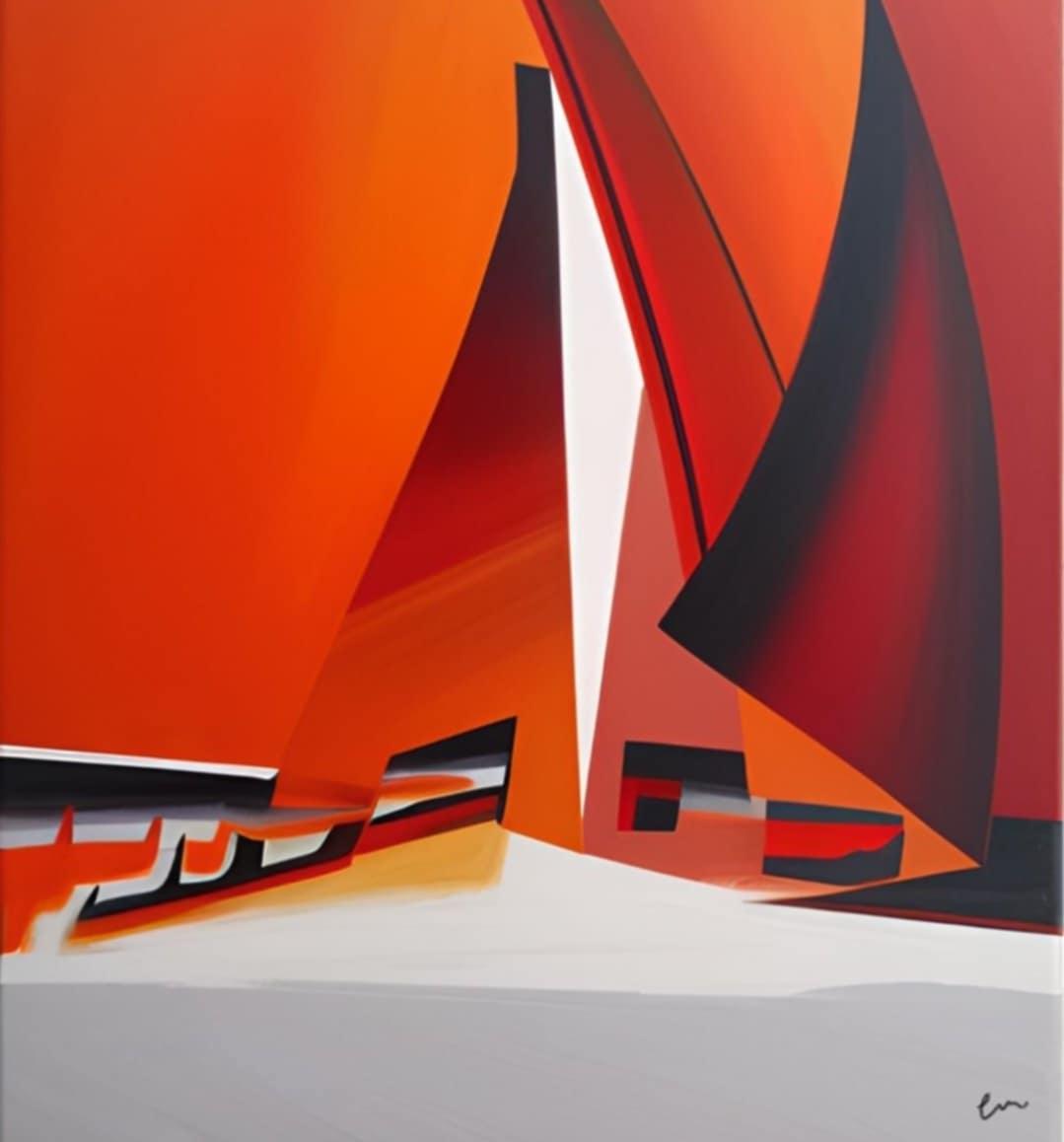 Tableau peinture Horizon Rouge