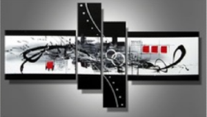 Tableau abstrait rouge noir funny 