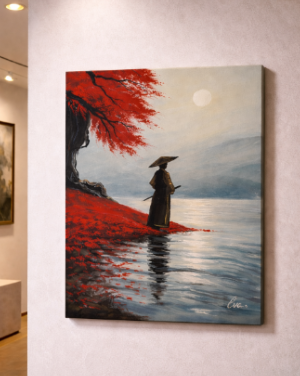 Tableau Paysage Japonais  – Peint main et signé Eva Jekins