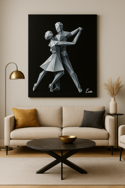 Peinture  Couple Danseurs Origami–  Édition Limitée