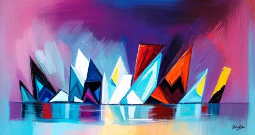 Grand tableau Marine minimaliste coloré - Artiste Eva Jekins