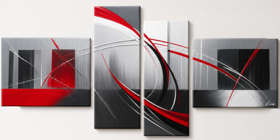 Tableaux design gris rouge ultra contemporain peinture Eva Jekins
