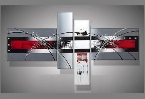 Tableaux design Gris Rouge Noir Blanc