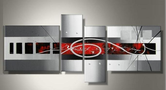 Tableaux moderne Gris Metal Rouge 