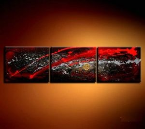 Tableau triptyque abstrait rouge