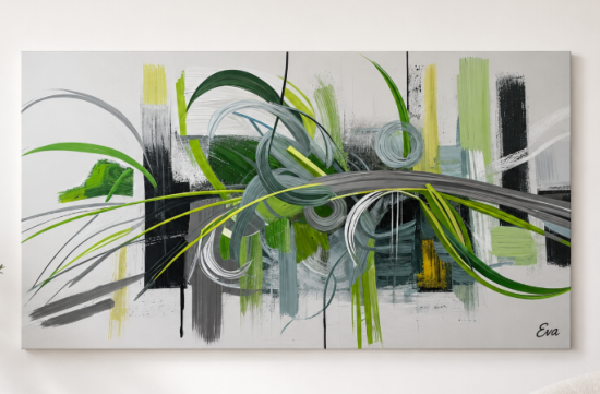 Tableaux design Panoramique abstrait Vert  Eva Jekins