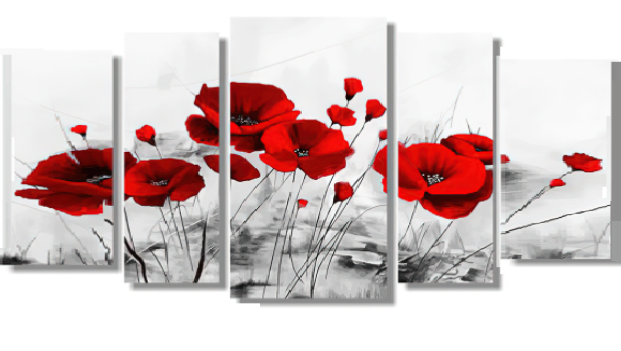 Tableau design Coquelicots peint main