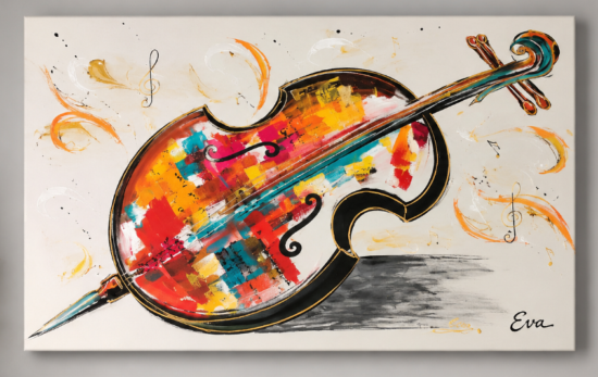 Tableau Violoncelle Contemporain Coloré Eva Jekins