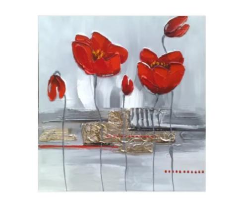 Tableau Coquelicots Carré peint main - Eva Jekins 