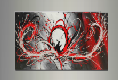 Tableau Design Gris Rouge Abstrait 