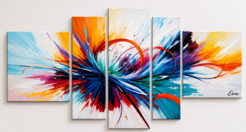 Tableau Abstrait Eclat Multicolore Design et  Moderne Eva Jekins