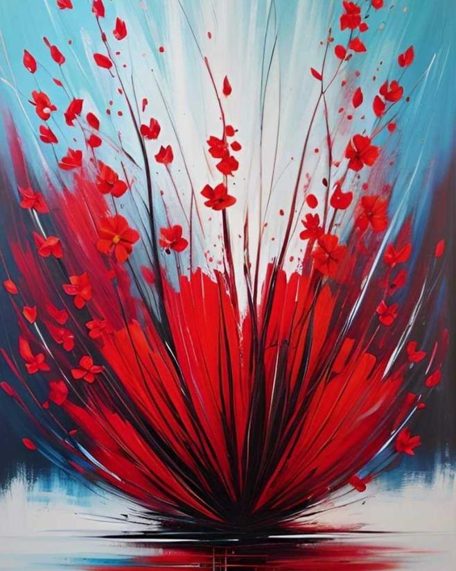 Tableau peinture Fleur Inspiration Japonaise II