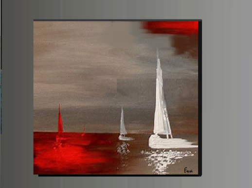 Tableau marine design taupe et rouge