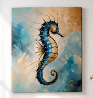Tableau peinture Hippocampe Moderne   - Artiste Eva Jekins