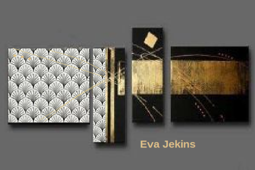 Tableau Tendance motifs , doré et noir Elegant -Eva Jekins