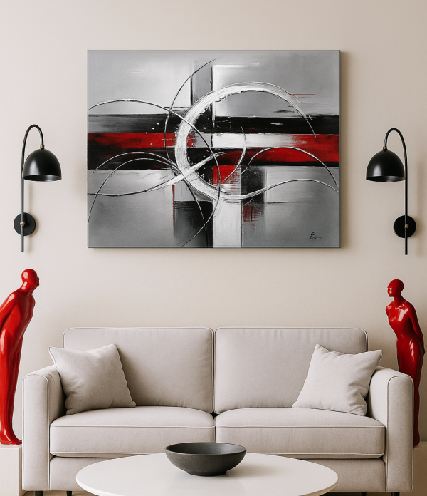 Horizon Rouge – Abstrait Contemporain Signé Eva