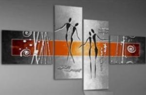 Tableau moderne Silouhettes Orange et gris - Artiste E.J.RAC