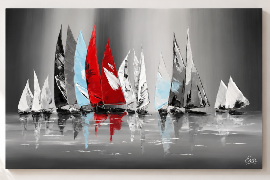 Tableaux design Marine moderne Rouge gris XXL Eva Jekins