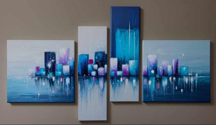 Tableau peinture City Dream Bleu