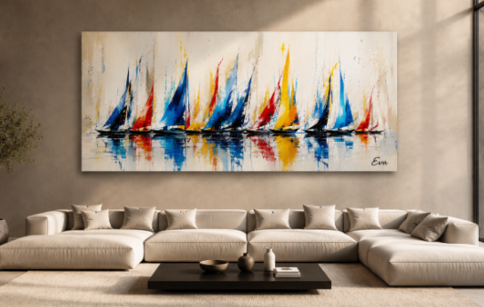 Tableau  Voiles de Couleurs et reliefs - Artiste Eva Jekins