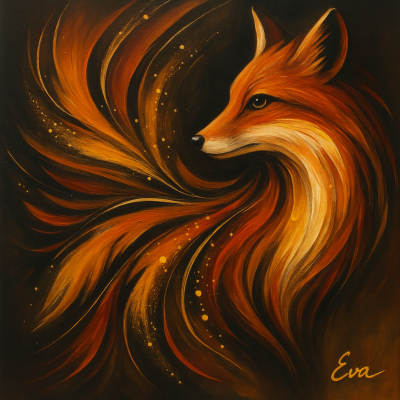 Tableau Renard « Renard de Feu » – Œuvre Signée Eva Jekins (Série Limitée)