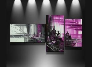 Tableau Triptyque fuschia Infinity City 