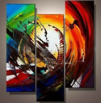 Triptyque Ultracolor abstrait multicolore 