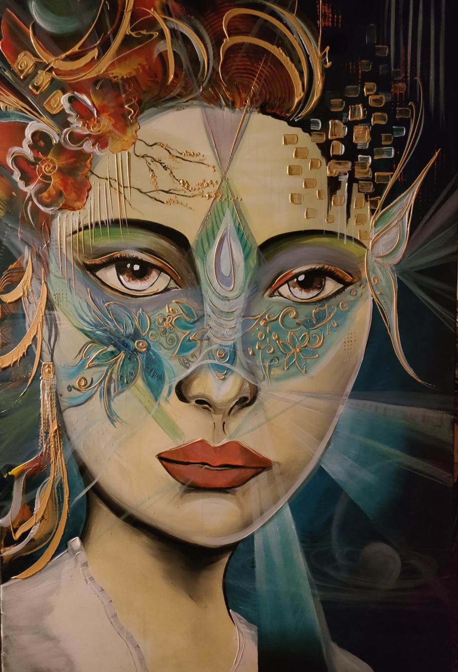 Tableau Portrait Femme Coloré Natura