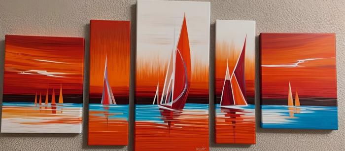 Tableau peinture voiliers modernes