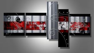 Tableau noir et rouge abstrait