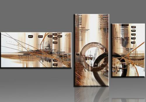 Tableau Triptyque Beige écru design Abstrait 