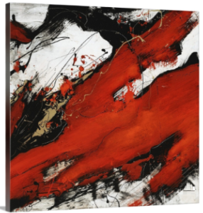 Tableau Abstrait Rouge Noir Carré - Artiste E.J.RAC
