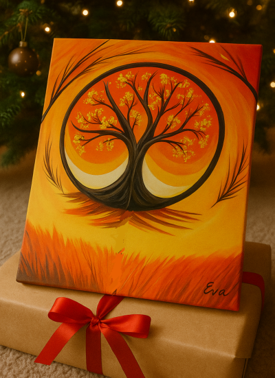 Tableau Arbre de Vie « Arbre Soleil » – Œuvre Signée Eva Jekins (Série Limitée)