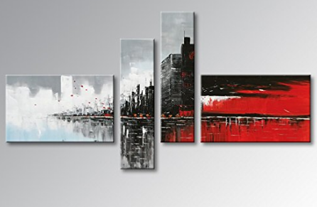 Tableaux design city rouge noir
