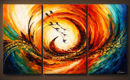 Grand Triptyque So Color Design peint main