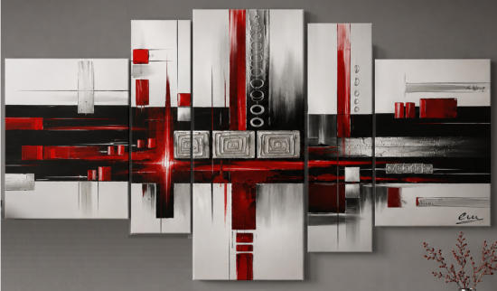 Tableaux design rouge métal abstrait peinture Eva Jekins