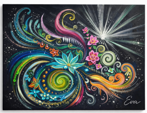 Tableau peinture Symphonie colorée abstrait multicolore - Artiste Eva Jekins