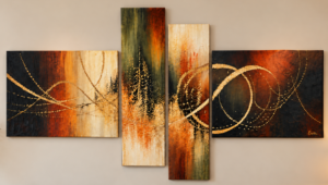 Tableau abstrait Fauve Cuivré peint main