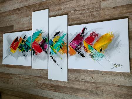 Tableau abstrait multicolore peinture