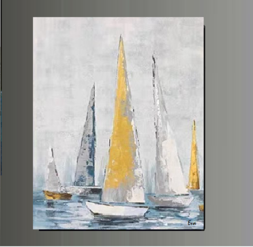 Tableau marine coloré Jaune Moutarde et beige